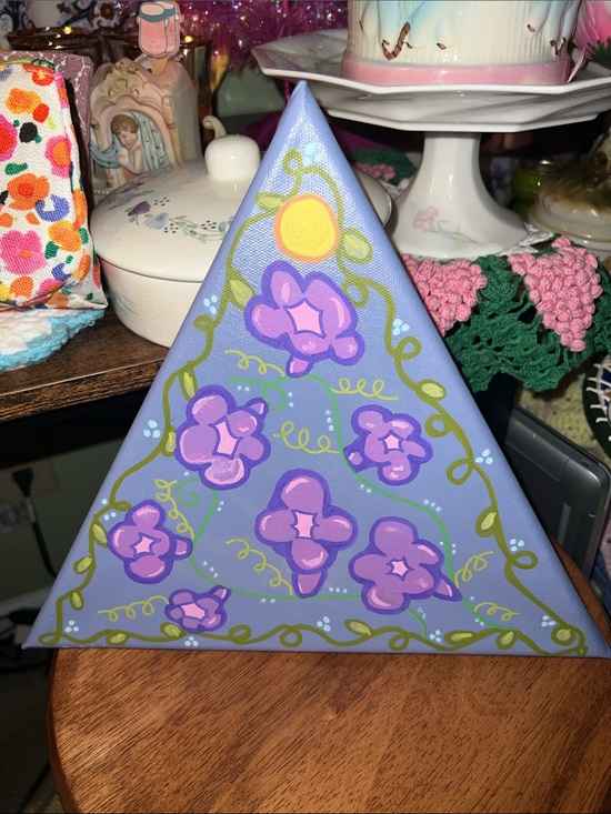 Handmade Other - Hand-Painted original art Canvas with Morning Glory pop design